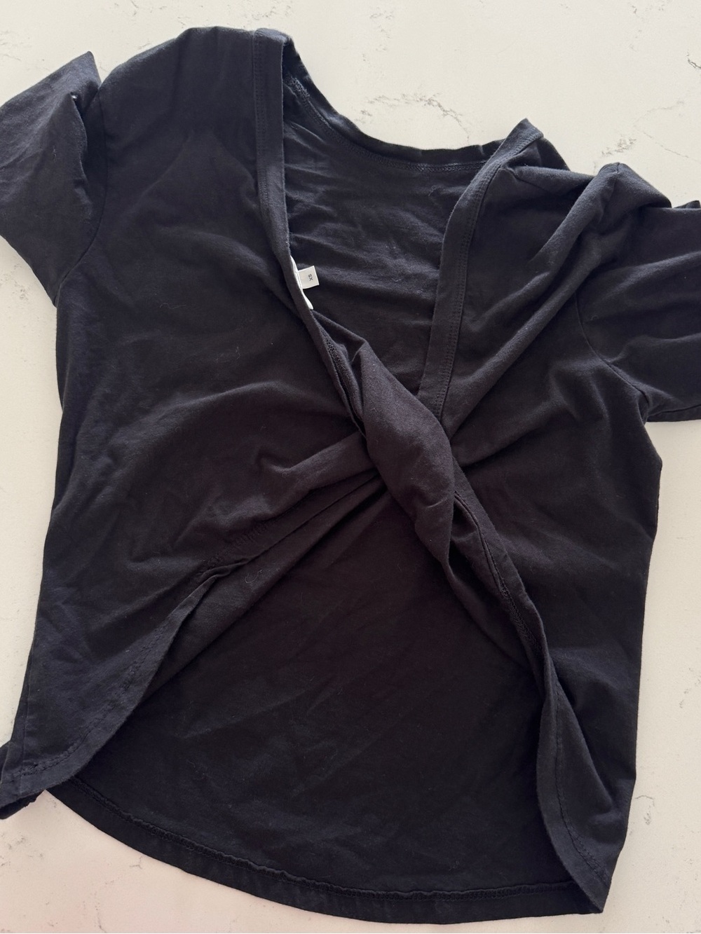 A.L.C. Kati Open Back Twist Tee Black Cotton Cutout Top XS